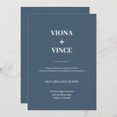 アッシュブルー | ミニマモダンリスト結婚式招待状 招待状 (正面/裏面)