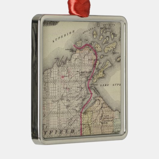 アッシュランド郡とベイフィールド郡の地図 メタルオーナメント (右)