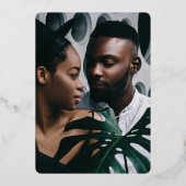 アッシュ |スモダンクリプト写真の日付の保存 箔招待状 (裏面)