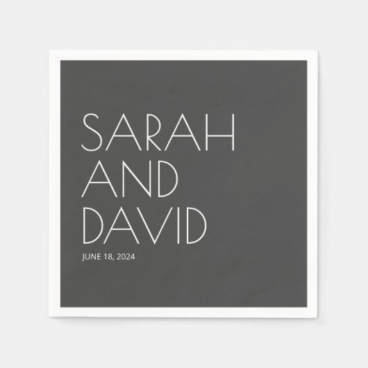 アッシュ・モダンミニマル結婚リスト スタンダードカクテルナプキン (正面)