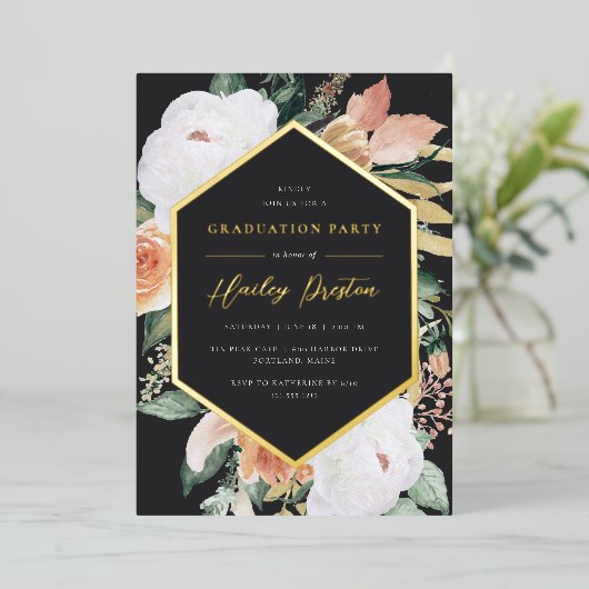 アッシュ |砂漠フローラ卒業パーティー 箔招待状 (立ち正面)