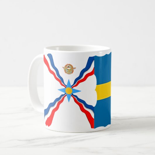 アッシリアのスウェーデン国旗のマグカップ コーヒーマグカップ (正面左)