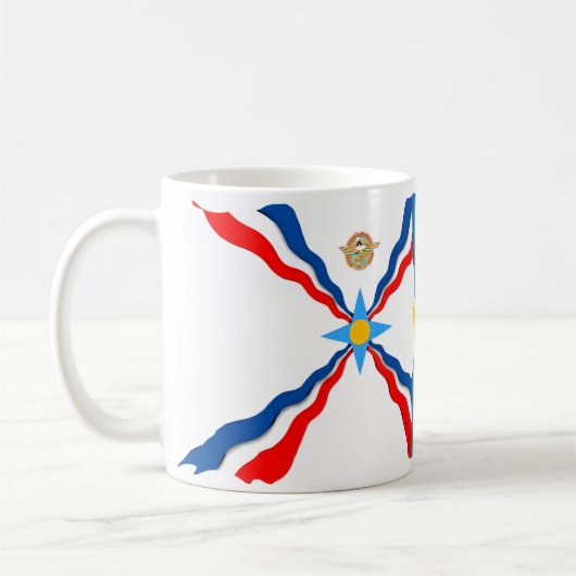 アッシリアのスウェーデン国旗のマグカップ コーヒーマグカップ (左)