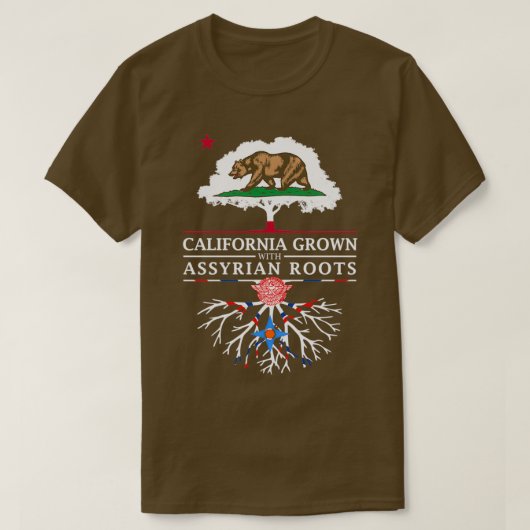 アッシリアの根で栽培されたカリフォルニア Tシャツ (デザイン正面)