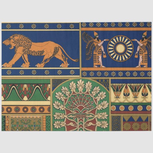 アッシリアの神 アプカルル 有翼の天才 太陽とライオン 薄葉紙 (正面)