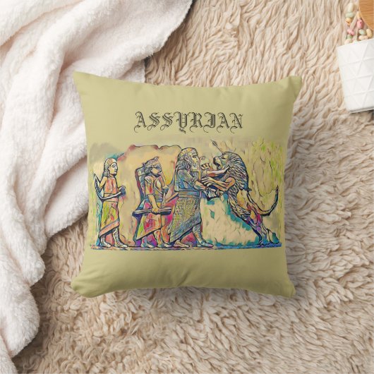 アッシリアアート装飾用クッション クッション (ブランケット)