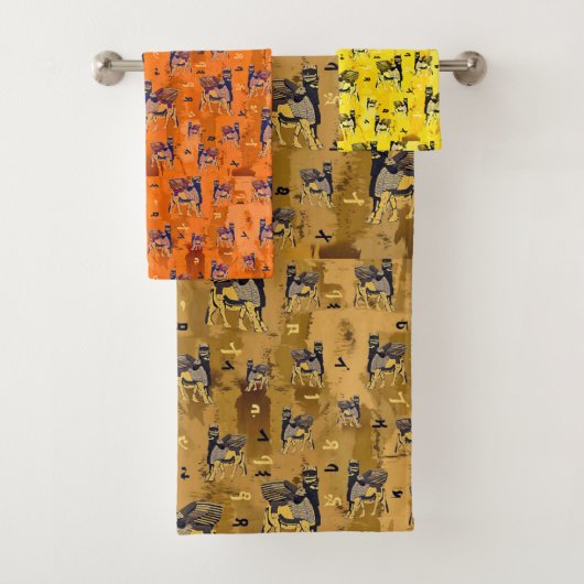 アッシリアラマス&アルファベットハンドタオル バスタオルセット (インサイチュ)