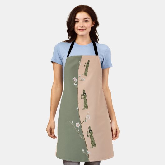 アッシリアンキングオールオーバープリントエプロン エプロン (着用した状態)