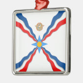 アッシリア国旗のセラミックオーナメント メタルオーナメント (左)