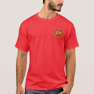アッシリア帝国赤及び金ゴールドの円形のシールのワイシャツ Tシャツ