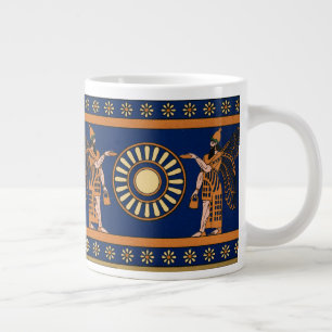 アッシリア様式のレトロパターン ジャンボコーヒーマグカップ