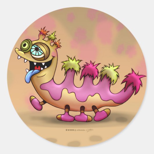 アッティラかわいいエイリアンモンスターオートコラントシール ラウンドシール (正面)