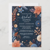 アットあじさいメタリックピュアネイビーブルーブライダルシャワー 招待状 (正面)