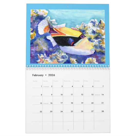 アットザビーチハワイアンカウアイカレンダー カレンダー (2月 2026)