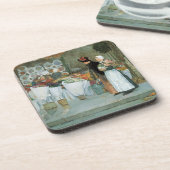 アットザフローリストby Childe Hasssam,ヴィンテージファインアート コースター (左側)