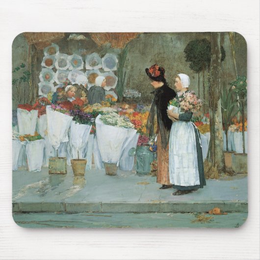 アットザフローリストby Childe Hasssam,ヴィンテージファインアート マウスパッド (正面)