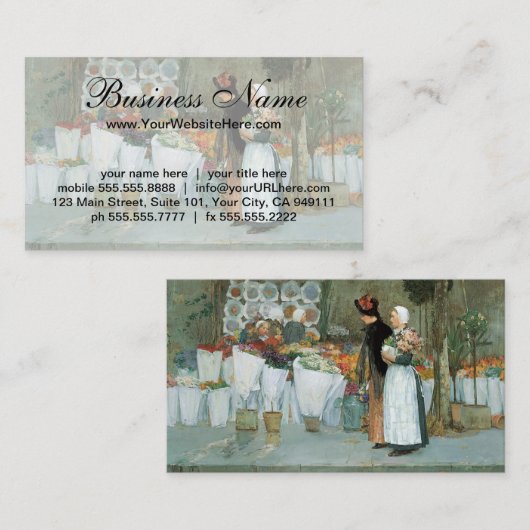 アットザフローリストby Childe Hasssam,ヴィンテージファインアート 名刺 (正面/裏面)