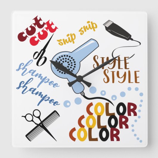 アットザヘアサロン スクエア壁時計 (正面)