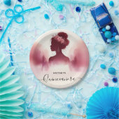 アットシルバープラムレースガウンBOHOブルゴーニュキンセアニェラ ペーパープレート (パーティー)