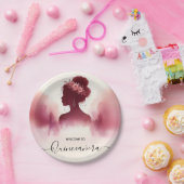 アットシルバープラムレースガウンBOHOブルゴーニュキンセアニェラ ペーパープレート (パーティー)