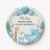 アットソフトボホベアーブルーキューブウェルカム男の赤ちゃんシャワー ペーパープレート (正面)