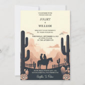 アットデザートロデオレトロホース素朴ウェスタン結婚ズ 招待状 (正面)