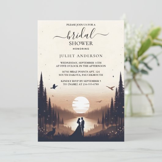 アットナイトサンセットムーンクラウドトワイライトブライダルシャワー 招待状 (スタンド正面)