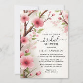 アットバンブーピンク桜さくらんぼブロッサムブライダルシャワー 招待状 (正面)