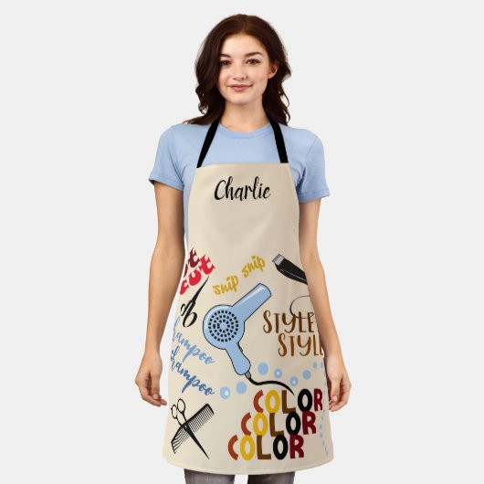 アットパーソナライズされた・ザ・ヘアサロン エプロン (着用した状態)