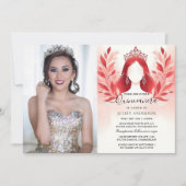 アットホットピンククラウンティアラブラックレースレッドキンセアニェラ 招待状 (正面)