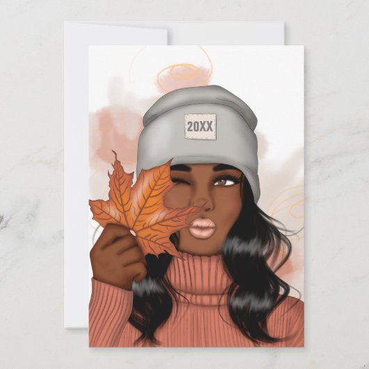 アットホームなオータムテームの新年パーティー 招待状 (正面)