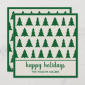 アットホームなホリデー ラスティック グリーン ベージュ ツリー パターン シーズンカード (正面/裏面)
