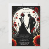 アットルビー厚手クラレット白ハートレッド結婚ブラック 招待状 (正面)