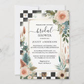 アットレトロスタジオクリエイティブ図解入りの、写真付きのブライダルシャワー 招待状 (正面)