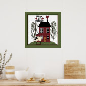 アット初期のハートカントリーシープ&ハウスデコール ポスター (キッチン)