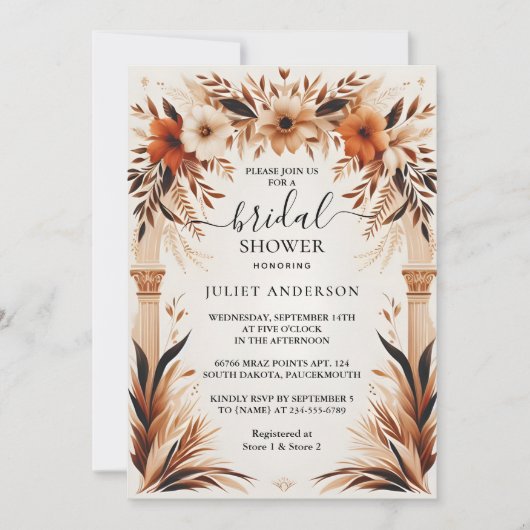 アット素朴フィ素朴エスタスペインのブライダルシャワー 招待状 (正面)