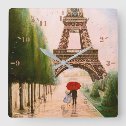 アット・ザ・エッフェル・タワー スクエア壁時計 (正面)