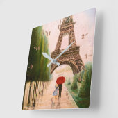 アット・ザ・エッフェル・タワー スクエア壁時計 (傾斜)