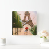 アット・ザ・エッフェル・タワー スクエア壁時計 (ホーム)