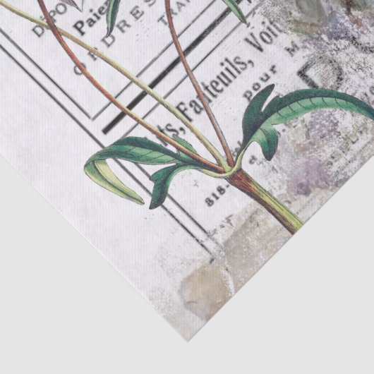 アッドフランスのバタフライパープルフラワーシャビーデコップページ 薄葉紙 (詳細)