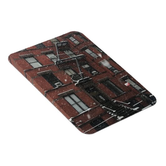 アッパーウエストサイドブラウンストーン火災エスケープNYC雪 マグネット (右側)