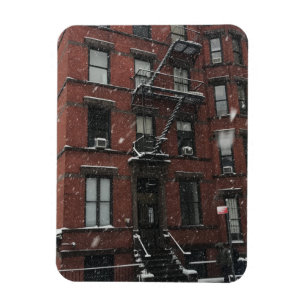 アッパーウエストサイドブラウンストーン火災エスケープNYC雪 マグネット