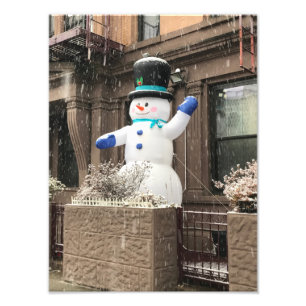 アッパーウエストサイド雪だるまニューヨークシティNYCスノー フォトプリント