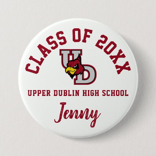 アッパーダブリン高校ボタンロゴカスタム 缶バッジ (正面)