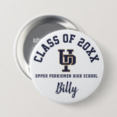 アッパープルキオメンハイスクールボタンロゴカスタム 缶バッジ (正面&裏面)