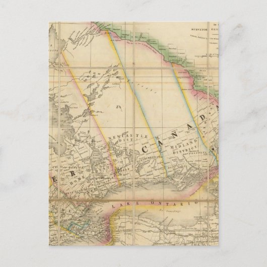 アッパー・カナダの州地図 ポストカード (正面)