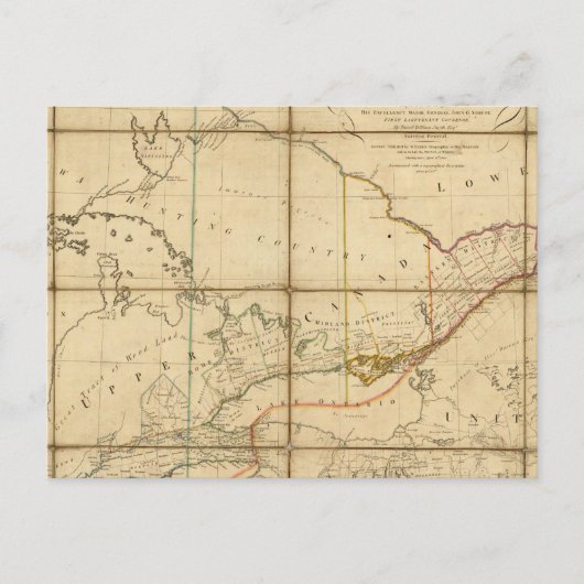 アッパー・カナダの州地図 ポストカード (正面)