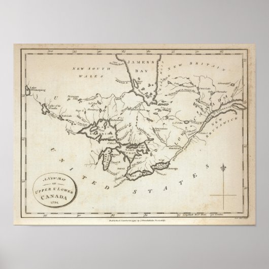 アッパー&ロワーカナダの新地図 ポスター (正面)