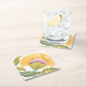 アッビーフローラタイル – 黄 スクエアペーパーコースター (インサイチュ)