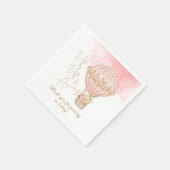 アップと遠くにバラホットエアバルーン女の子ベビーシャワー スタンダードカクテルナプキン (角)